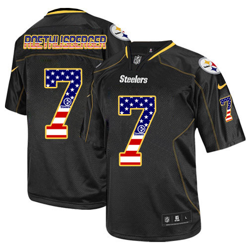 Men's Elite Ben Roethlisberger Nike Jersey Black - #7 USA Flag Fashion NFL Pittsburgh Steelers